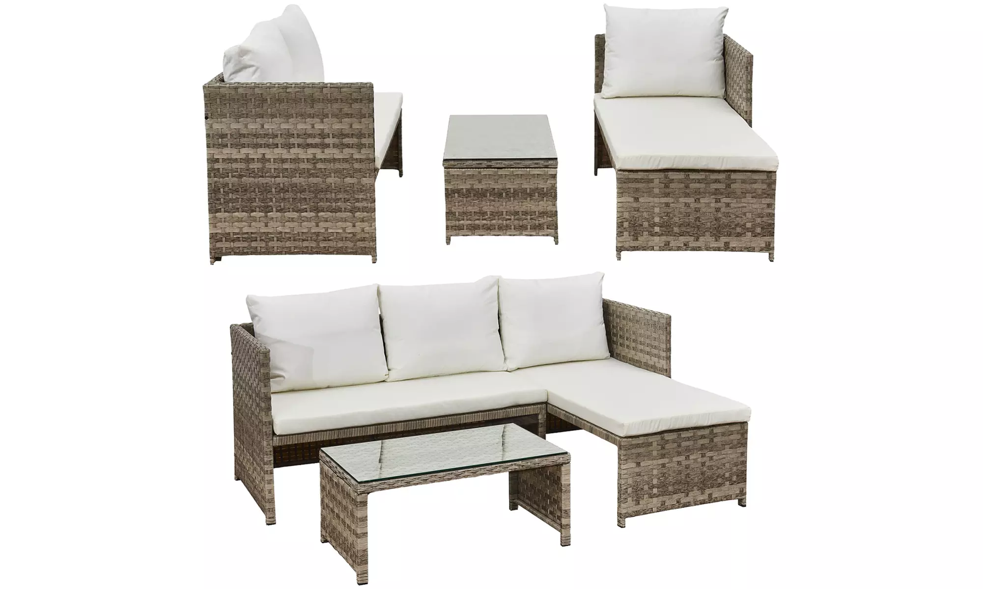 Florence 3-Seater L-Shaped Garden Corner Sofa Set with Table