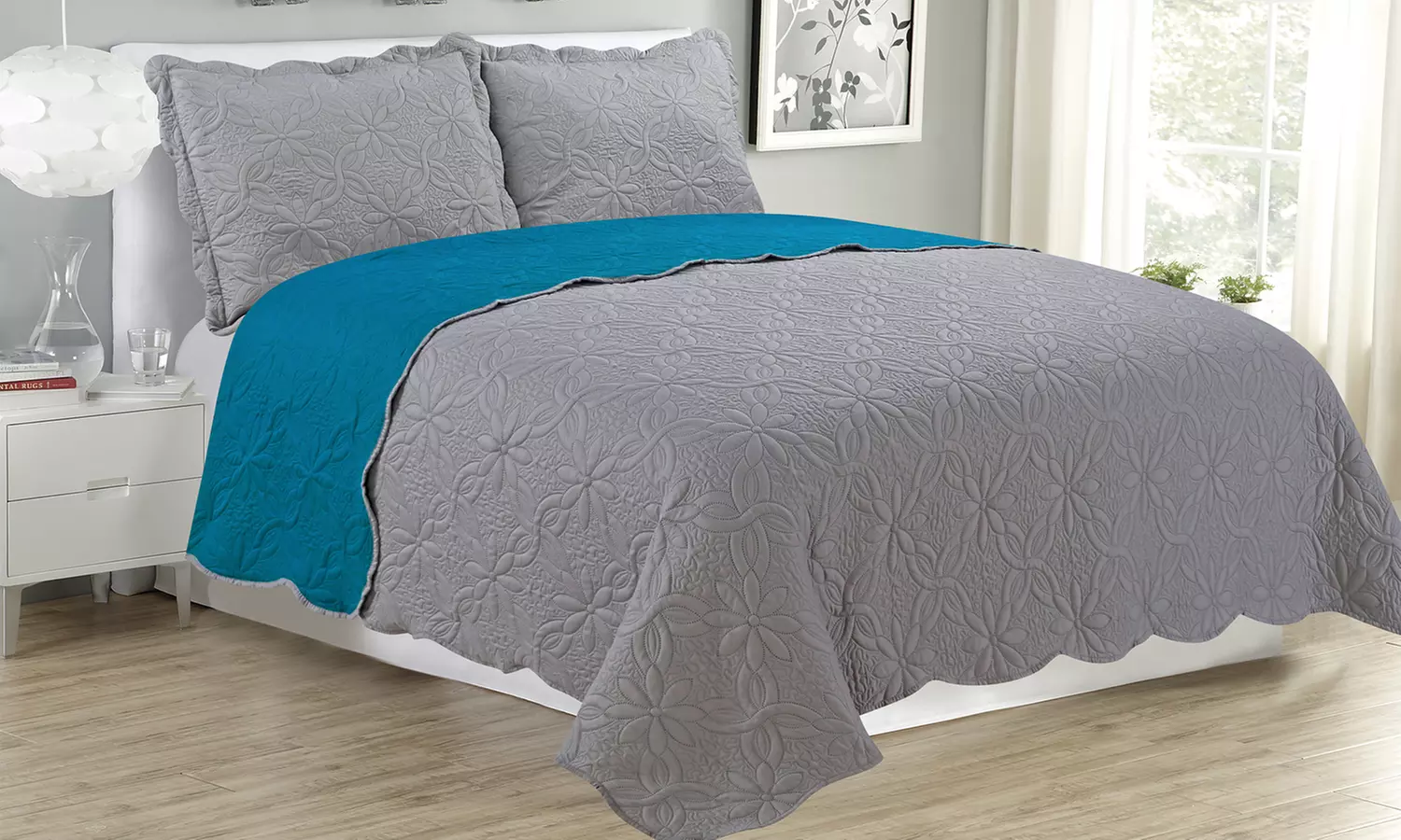 Glory Home Design Sherry Reversible Solid Quilt Set (3-Piece) - Primary Image