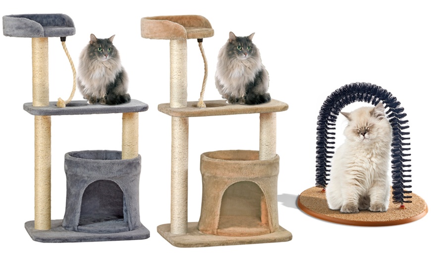 Image 1: Large Cat Tree & Grooming Arch