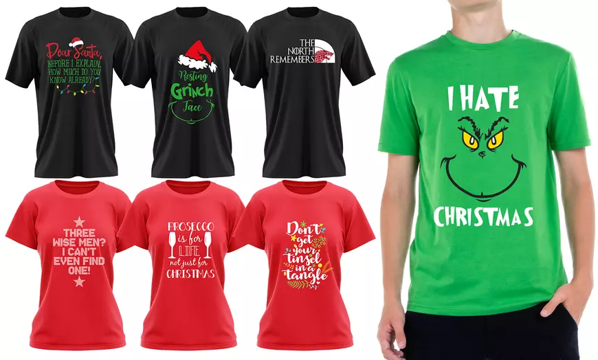 Image 1: T-shirts met kerstslogan