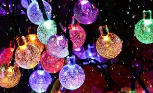 One or Two Solar-Powered 50-LED Multicoloured String Lights