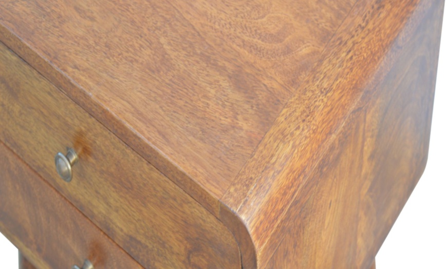 Image 4: Curved Edge Chestnut-Finish Bedside Table