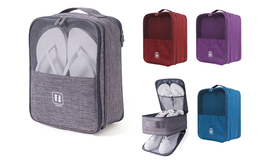 Image 1: Three-Layer Travel Shoe Storage Bag