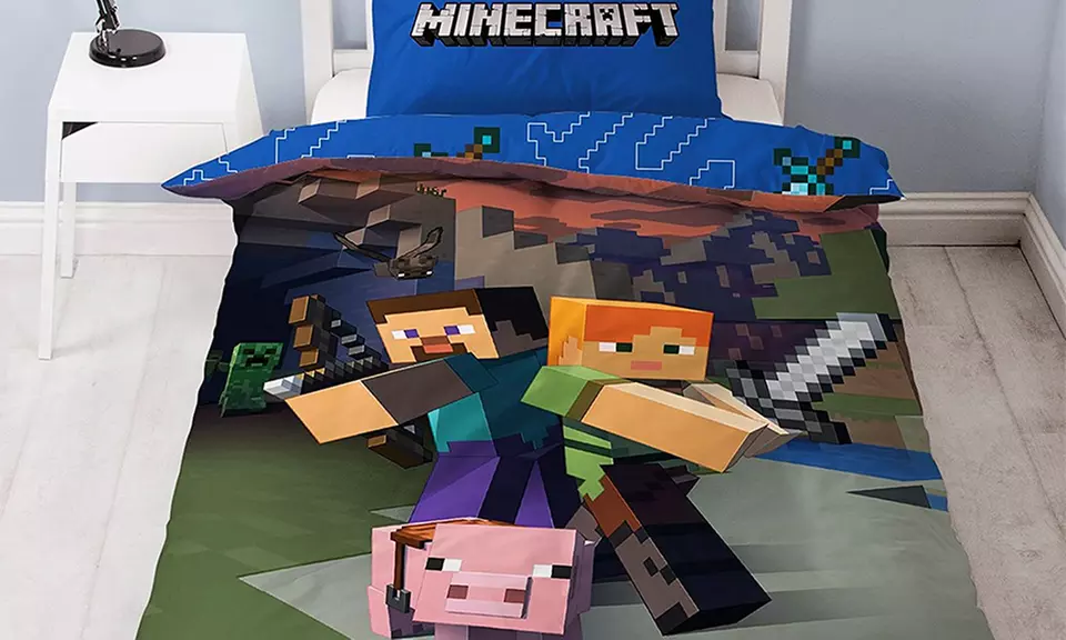 Zweiseitige Bettwäsche für Kinder in Minecraft-Optik - Primary Image