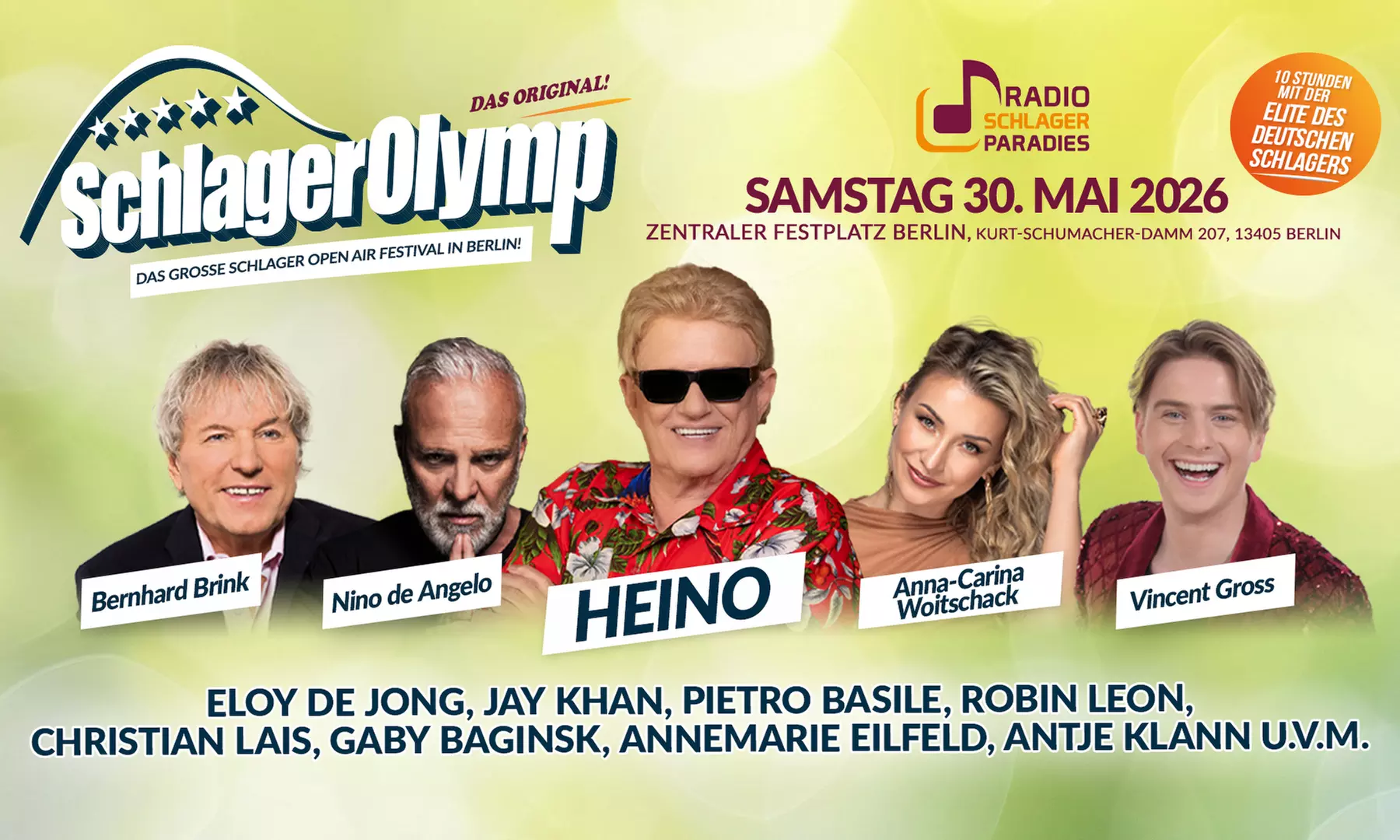 1-20 Tickets für den SchlagerOlymp 2026 am 30. Mai 2026 in Berlin