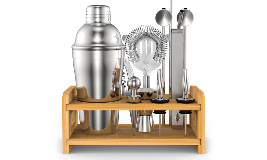 Image 3: 15-Piece Cocktail Shaker Set with Stand