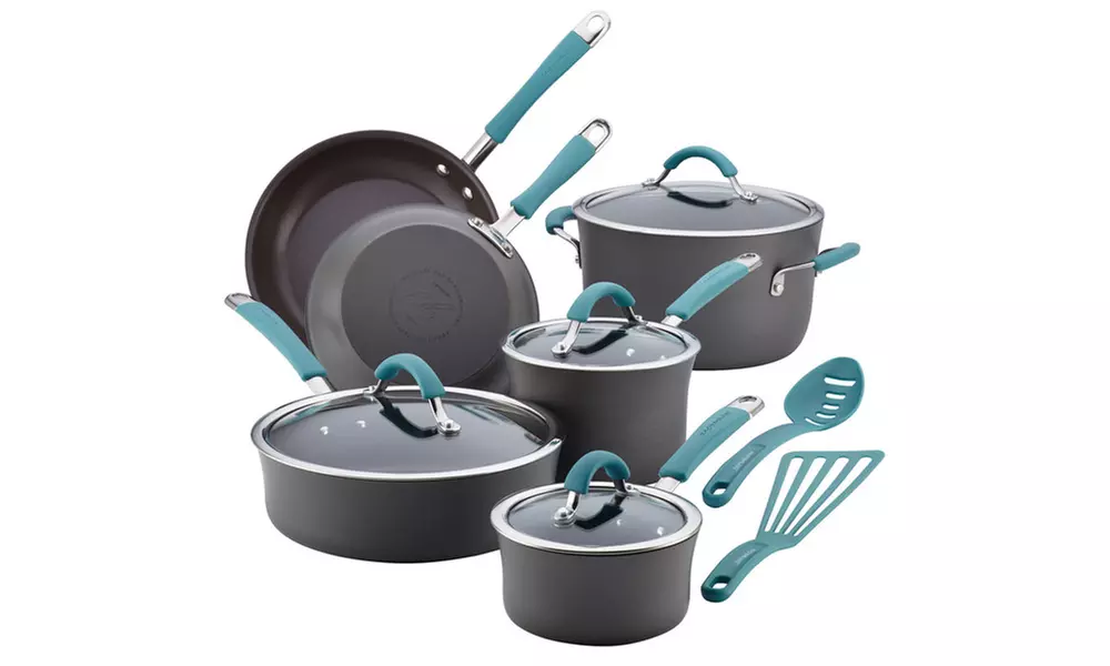 Rachael Ray Cucina Hard-Anodized Aluminum Nonstick Cookware Set (12-Piece) - Primary Image
