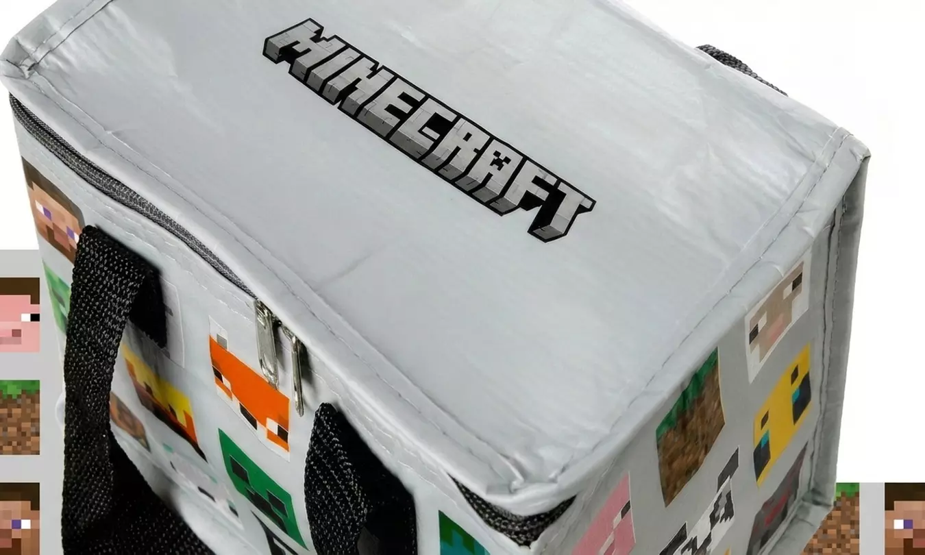 Minecraft Faces Insulated Lunch Bag with Zip and Carry Handles