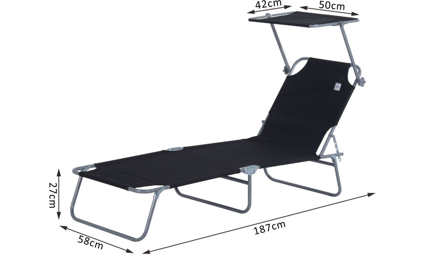 Image 5: Outsunny Outdoor Foldable Sun Lounger
