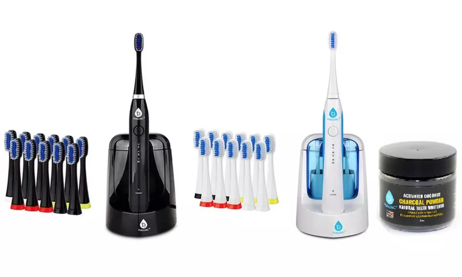 Pursonic S750 Sonic Toothbrush with UV Sanitizing Function & 12 Brush Heads  - Primary Image