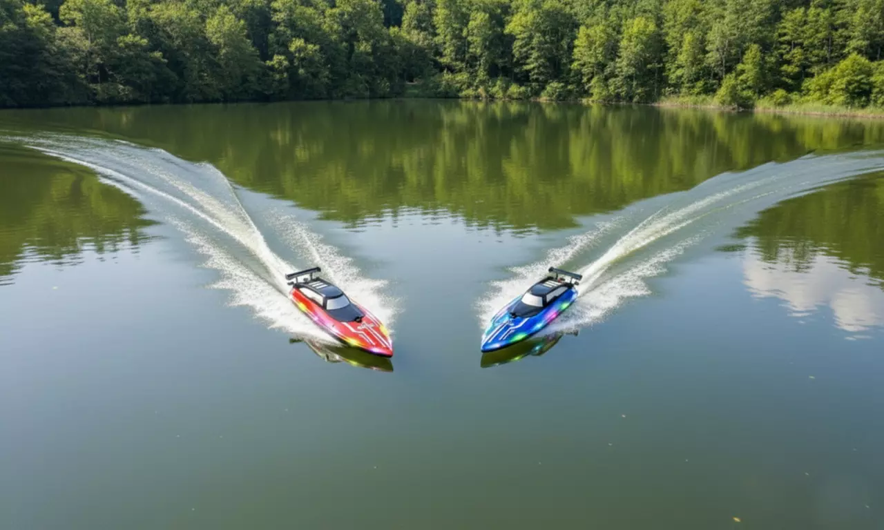 Boat with LED Lights - 2.4 GHz Remote Control Racing Boat