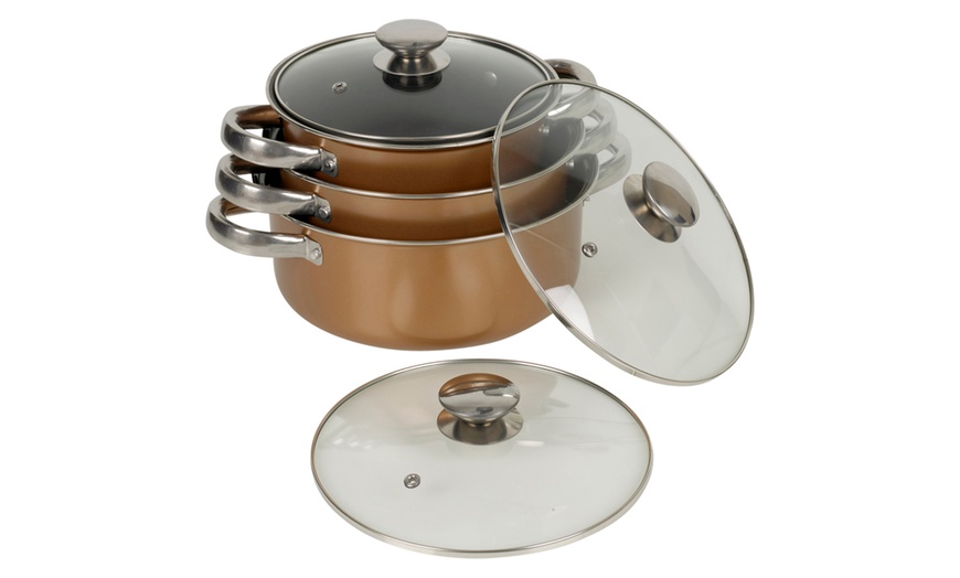 Image 3: Eight-Piece Non-Stick Copper Cookware Set