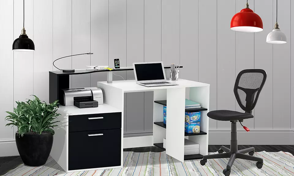 Multifunktions-Schreibtisch von 13CASA in Weiß-Grau oder Weiß-Schwarz - Primary Image