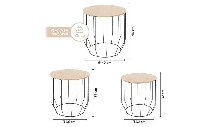 Image 16: Set di 3 tavolini da soggiorno