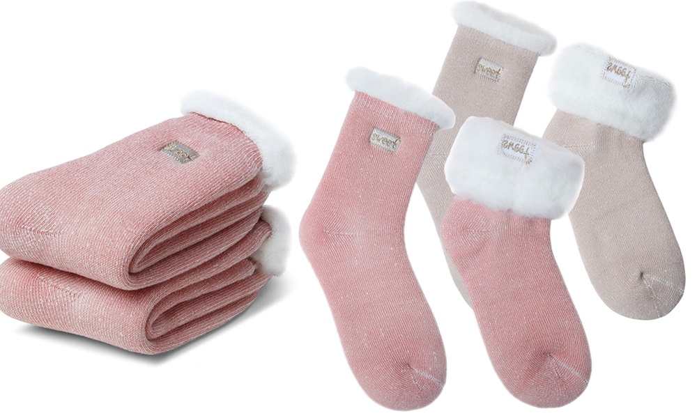 1 oder 2 Paare Kuschel-Socken mit Fleece-Innenfutter für Damen