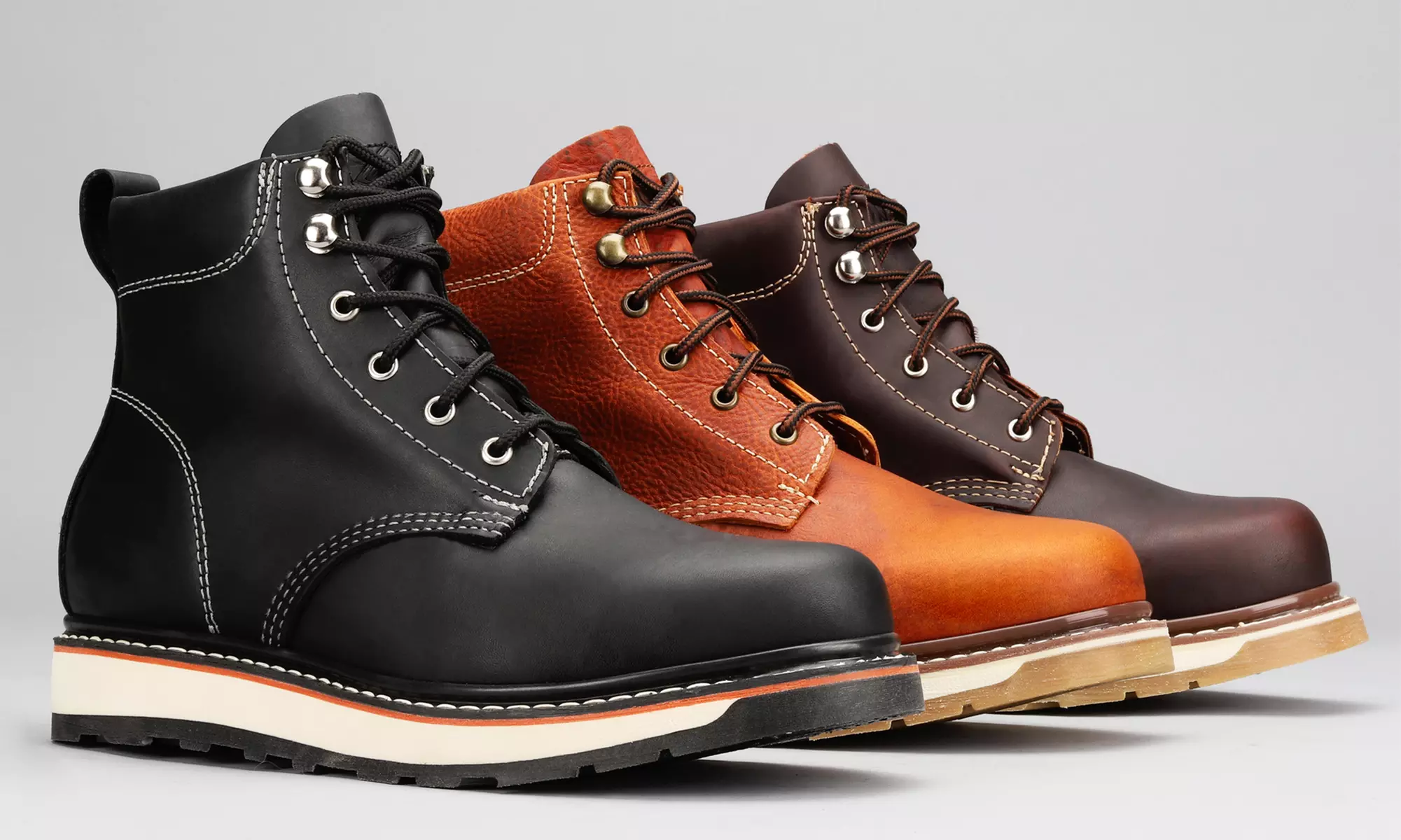 Goodyear Welt Construction Men's Round-Toe Industrial Wedge Work Boots - Primary Image