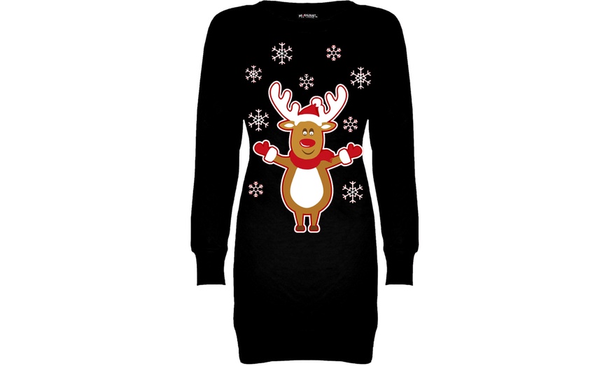 Image 3: Oops Christmas Print Baggy Sweatshirt Dress