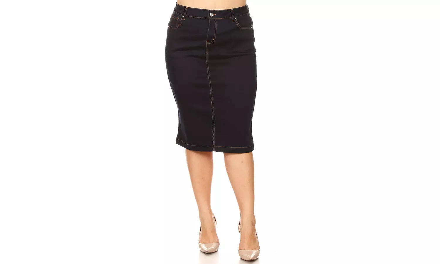 Be-Girl 28" Mid-Calf Length Stretch Denim Skirt. Plus Sizes Available  - Second Medium