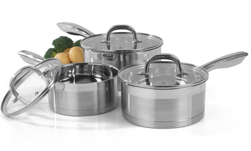 Image 7: Salter Three-Piece Saucepan Set