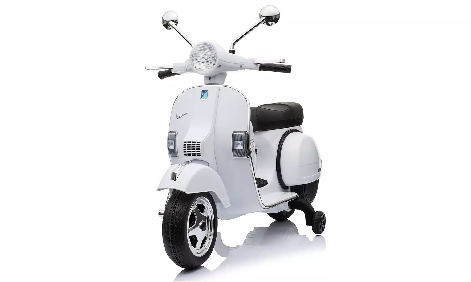 Moto eléctrica Vespa PX150 con ruedas de entrenamiento para niños - Primary Image