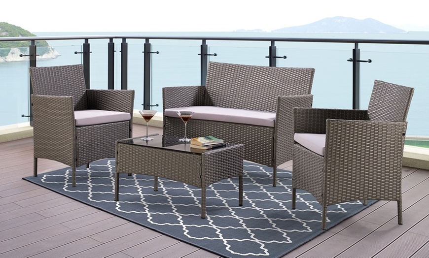 Image 32: 4-Piece Rattan-Effect Lounge Set