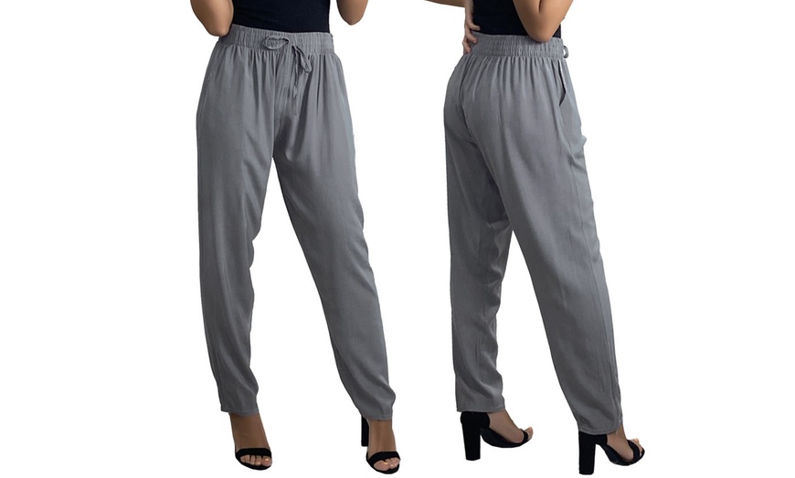 Image 6: Women's Plain Cotton Pocket Trousers