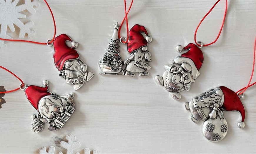 Image 2: Christmas Gonk Gnomes Metal Hanging Decorations