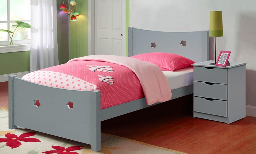 Image 1: Children's Wooden Star Bed with Optional Bedside Table and Mattress 