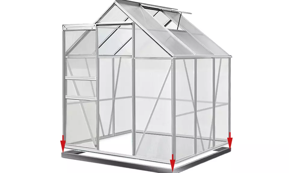 Gewächshaus aus Aluminium inkl, Schiebetür und Dachfenster in der Größe nach Wahl - Second Medium