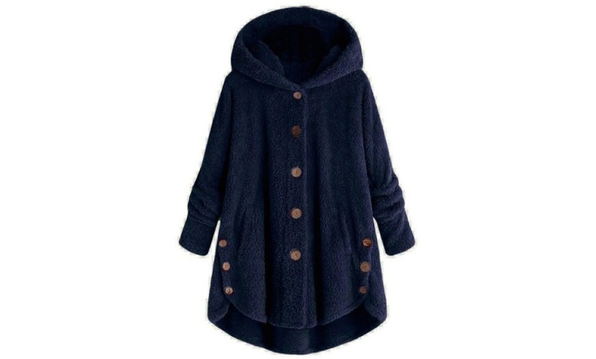 Image 8: Oversized Fluffy Hooded Coat