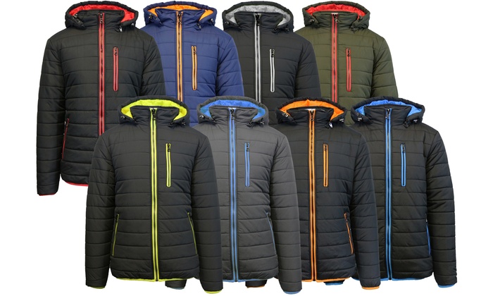 mens puffer jacket with detachable hood