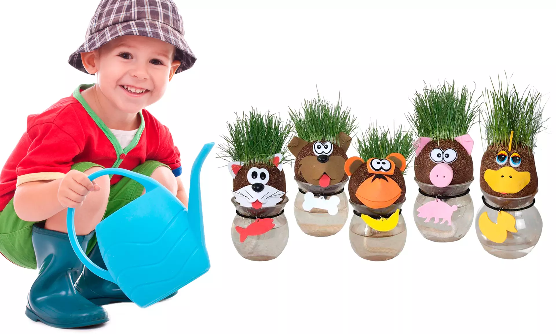 1, 2 ou 5 kits de culture d'herbe sous forme de têtes d'animaux - Primary Image