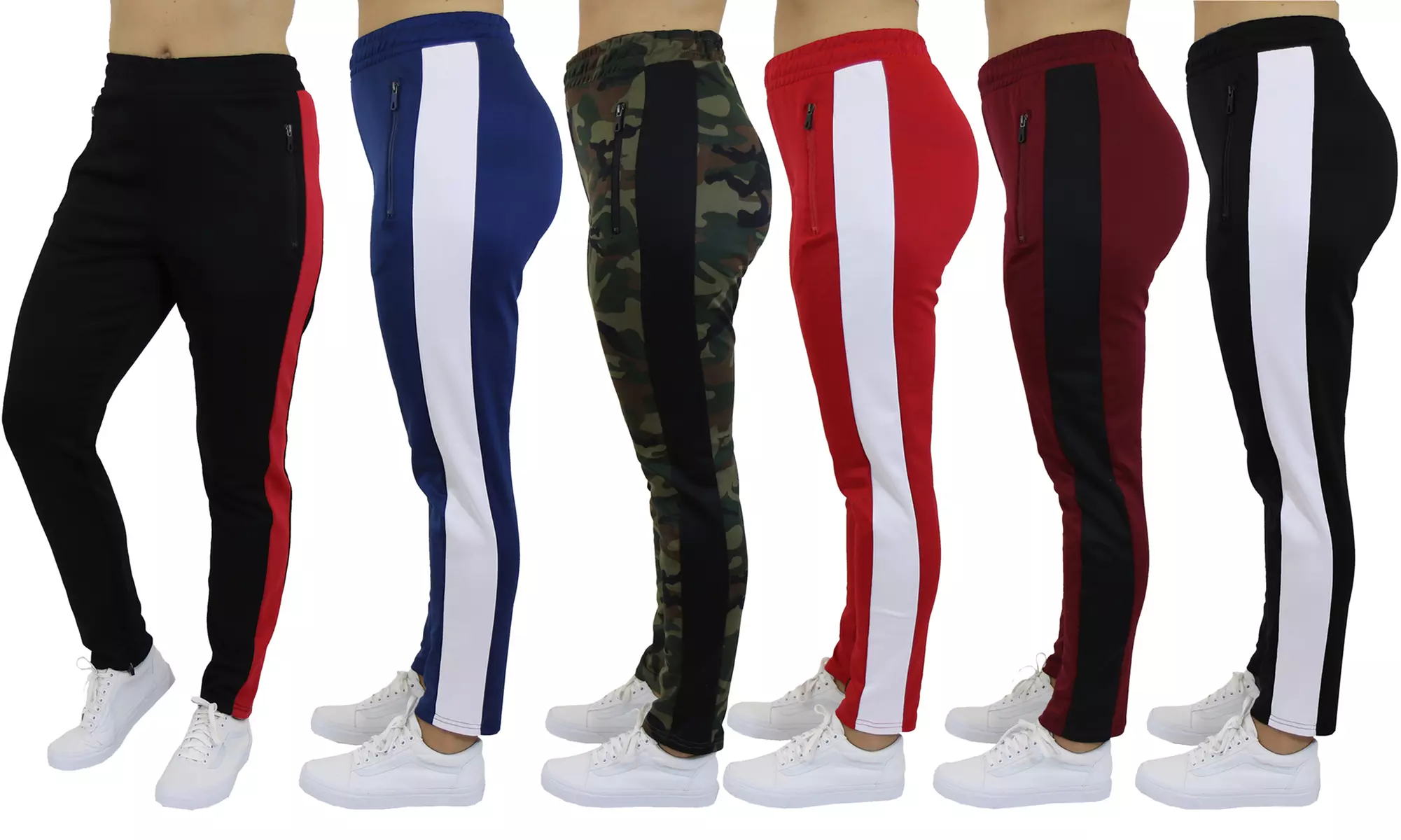 Galaxy by Harvic Women's Fashion Striped Joggers with Zipper Pockets. Plus Sizes Available. - Primary Image