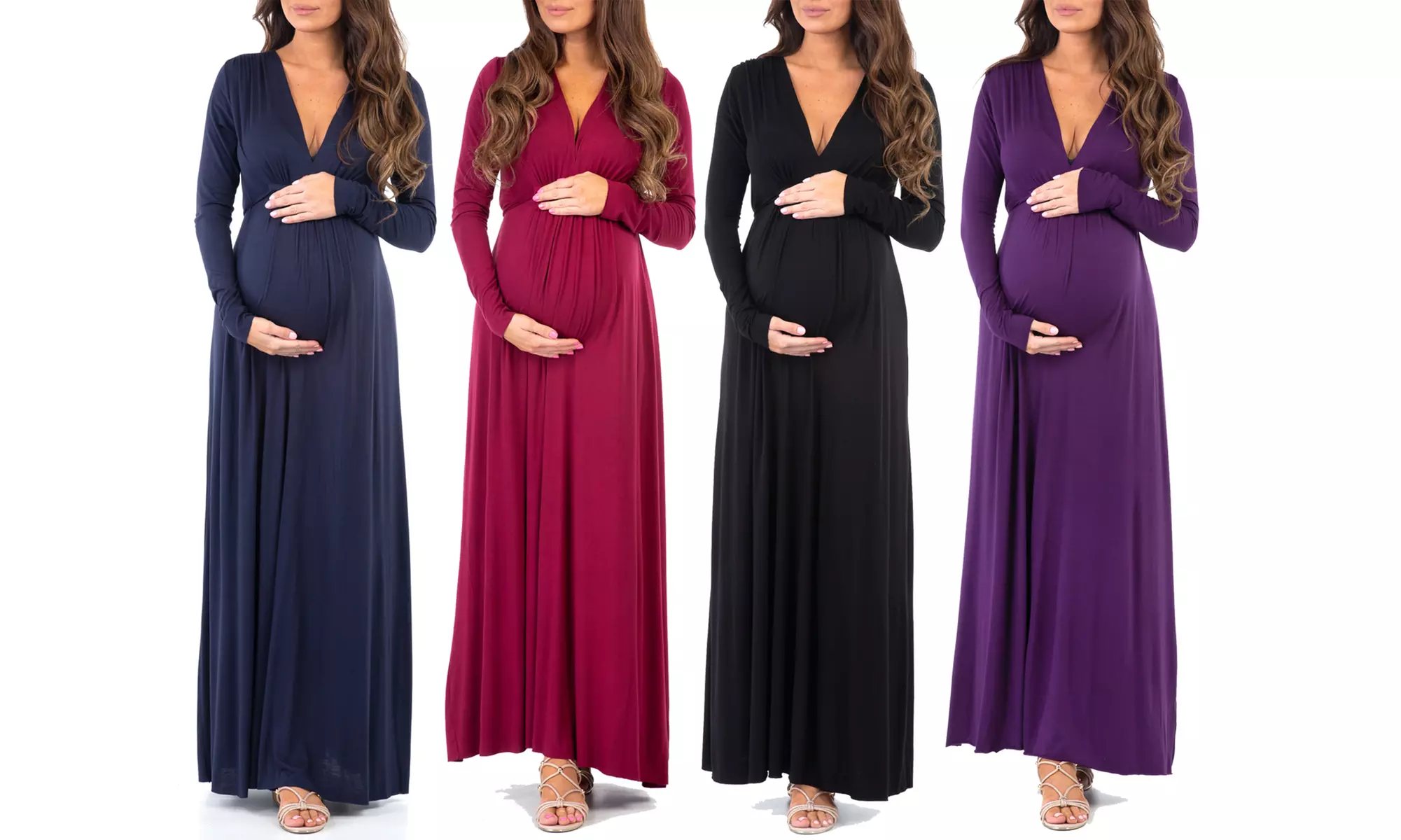 Women's Empire Waist Maternity Dresses with Adjustable Belt - Primary Image