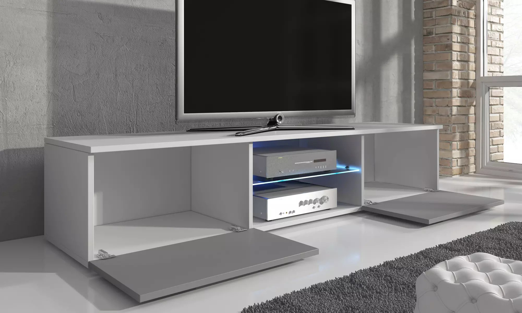 Meuble TV Samuel 150 cm avec LED - Second Medium