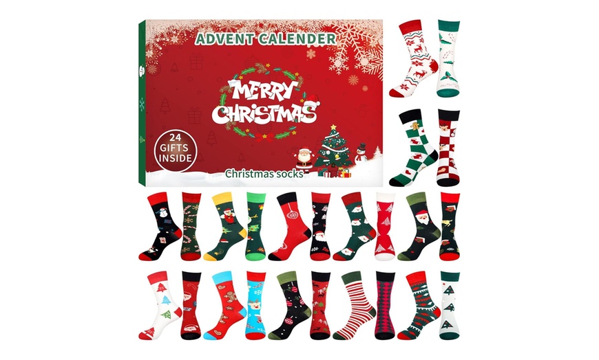 Image 1: 24 days Christmas Sock Advent Calendar