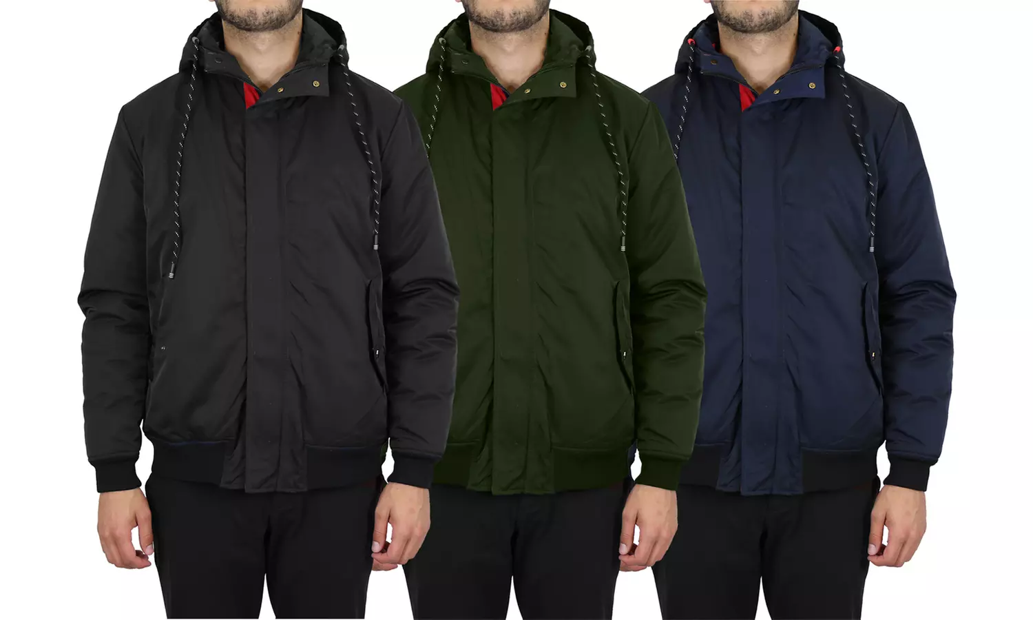 Spire By Galaxy Men's Heavyweight Hooded Windproof Bomber Jacket (S-2XL) - Primary Image