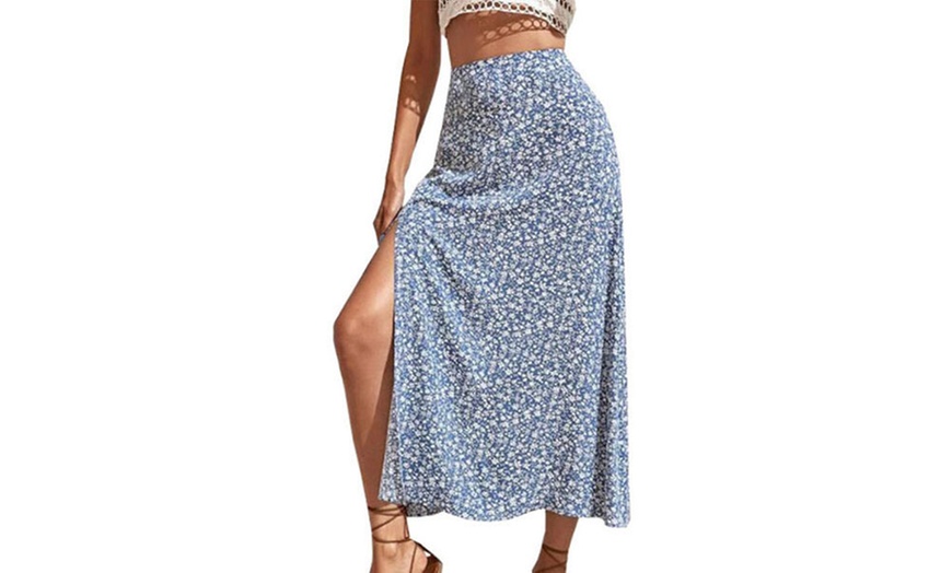 Image 5: Floral Split Leg Skirt