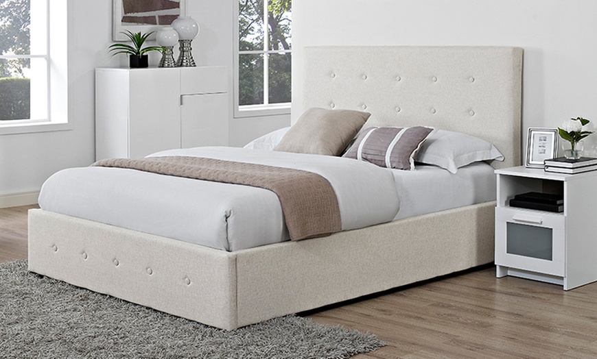 Image 2: Verona Fabric Storage Ottoman Bed with Optional Orthopaedic Mattress