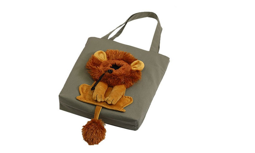 Image 13: Lion-Shaped Pet Canvas Shoulder Bag