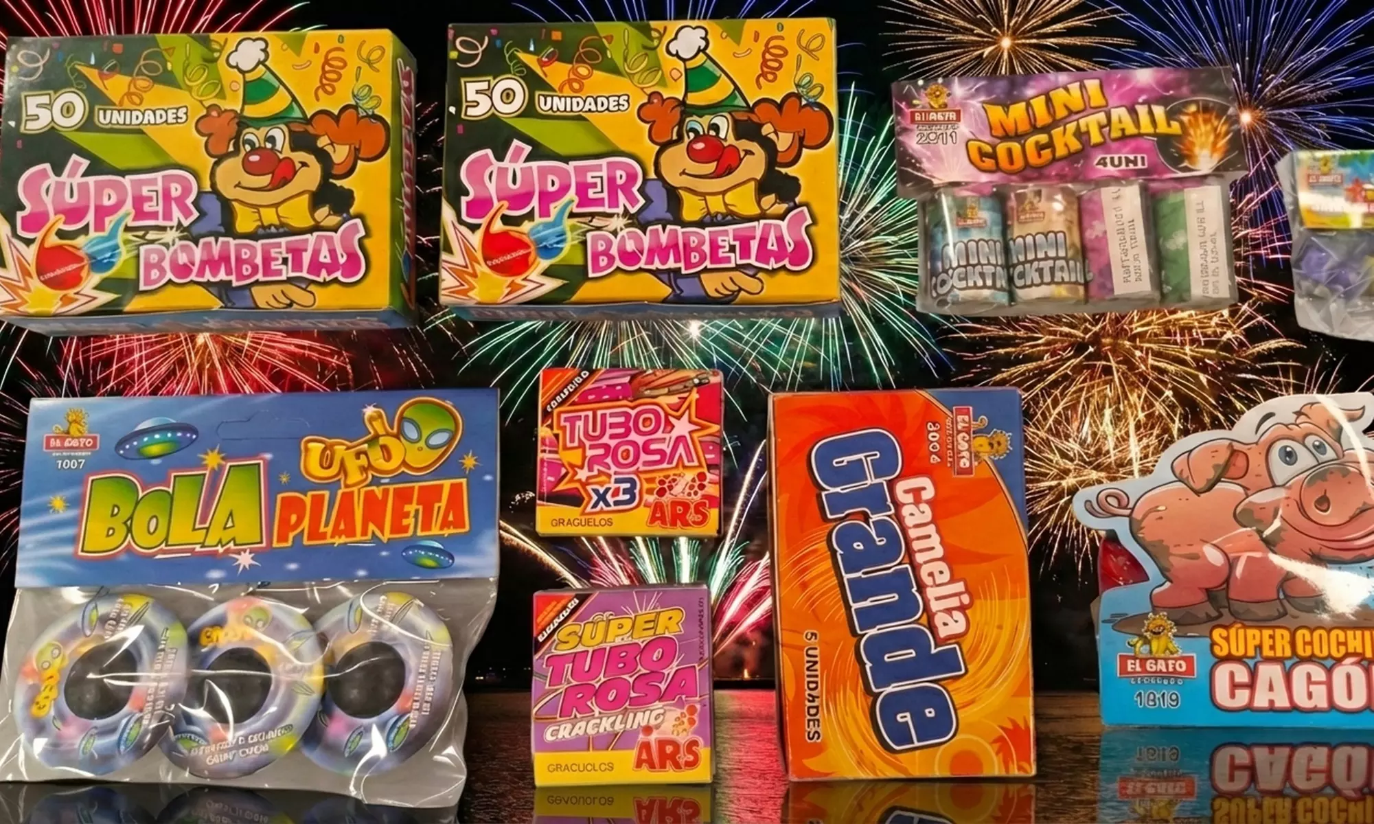 Pack de petardos variados: Infantil, Color, Varios, Bang o Mixto