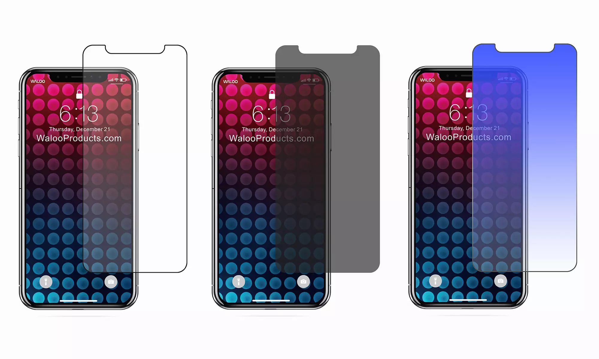 Waloo Privacy or Blue Light Tempered Glass Screen Protector for iPhone 11 Pro Max/11 Pro/11 - Primary Image