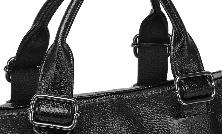 Image 23: Premium Leather Crossbody Bag With Large Capacity