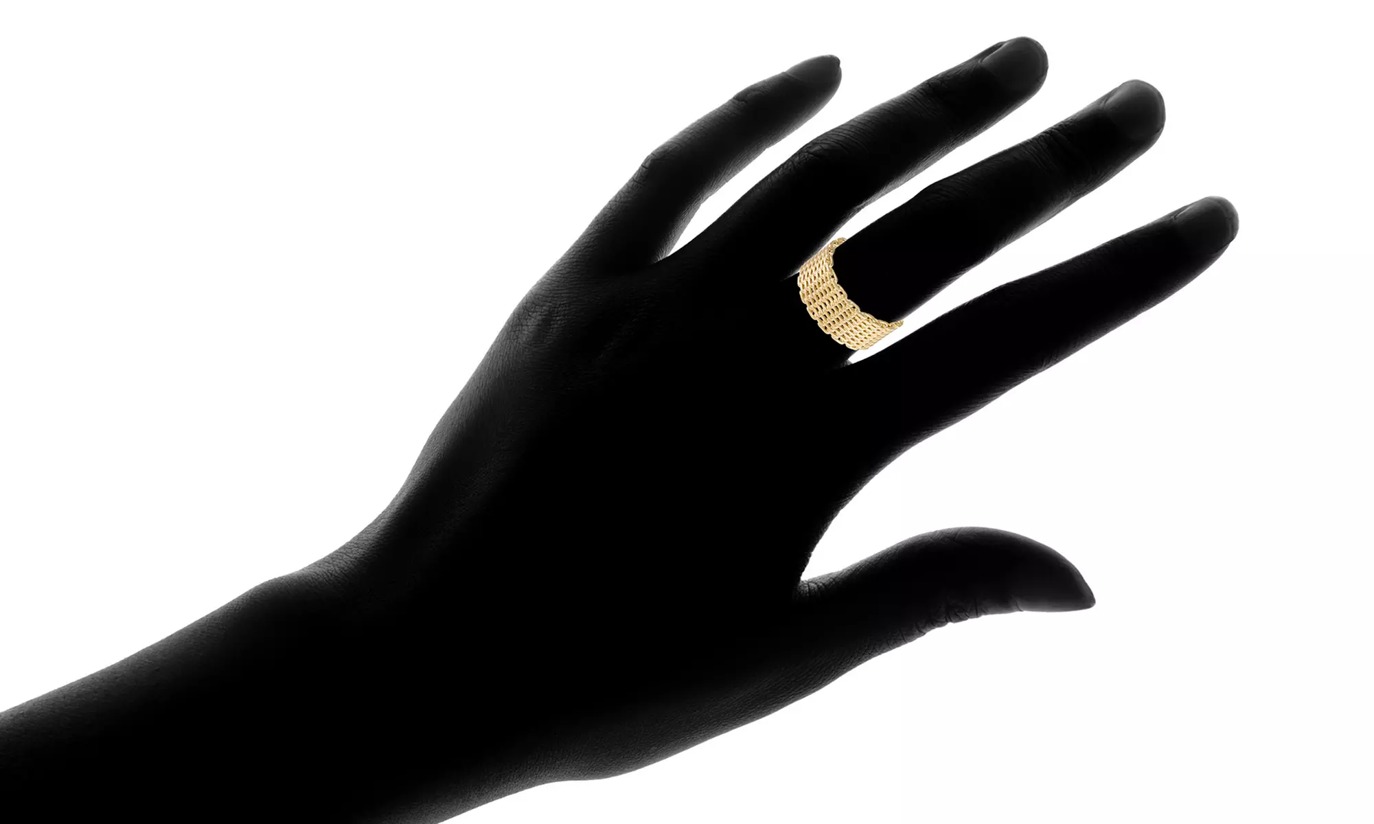 Gold Woven Mesh Ring - Second Medium