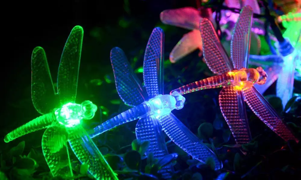 40 LED Solar-Powered Dragonfly Garden String Lights - Primary Image