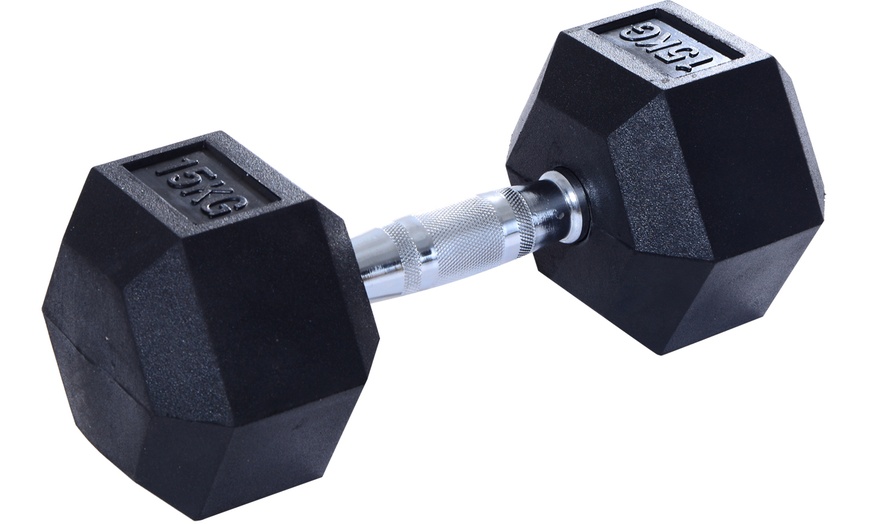 Image 46: Rubber Hexagonal Dumbbells