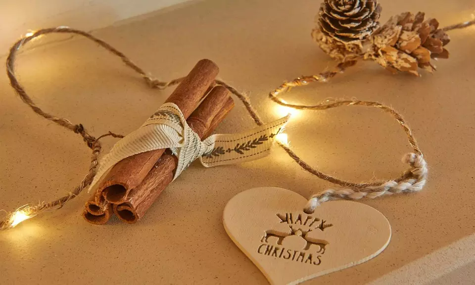 Guirlande lumineuse avec pommes de pin, bâtons de cannelle - Second Medium