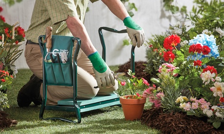 Sedia 2 in 1 da giardino con tasche per gli attrezzi