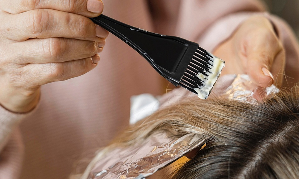 Hair Root Color with paddle dry at Spaces Salon and Spa