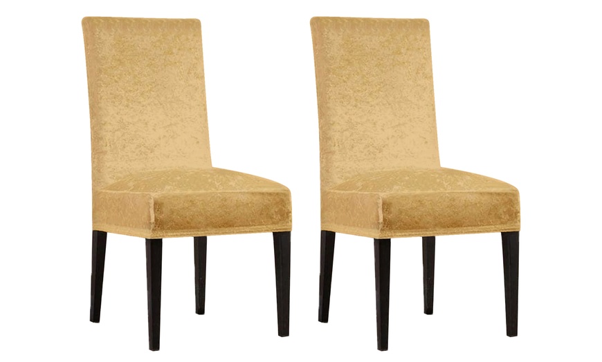 Image 8: Stretch Velvet Chair Covers